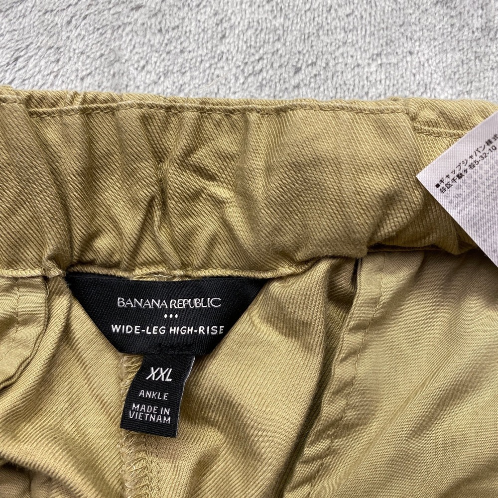 Banana Republic XXL Wide Leg High Rise Cargo Pants Tan Khaki Ankle Drawstring - Picture 5 of 10